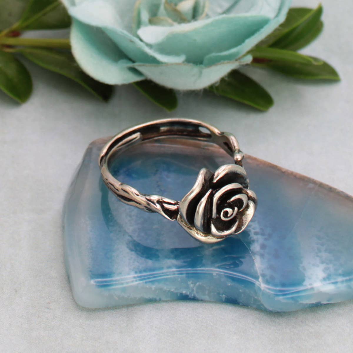 Vintage Silver Rose Vine Ring