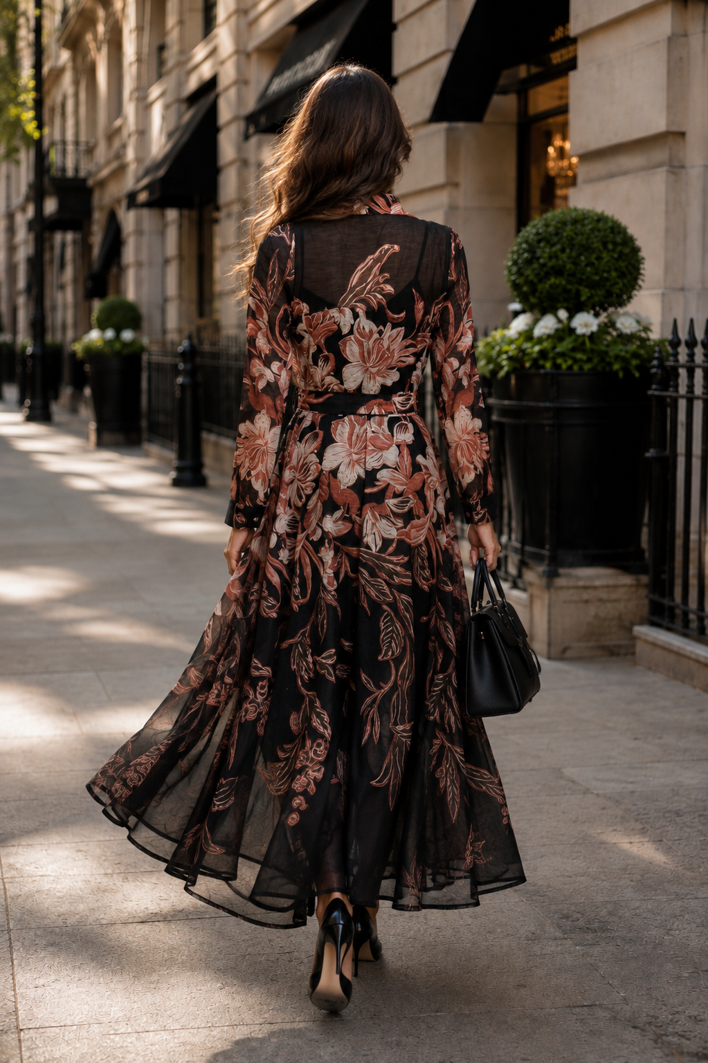 TWILIGHT GARDEN ORGANZA MAXI DRESS