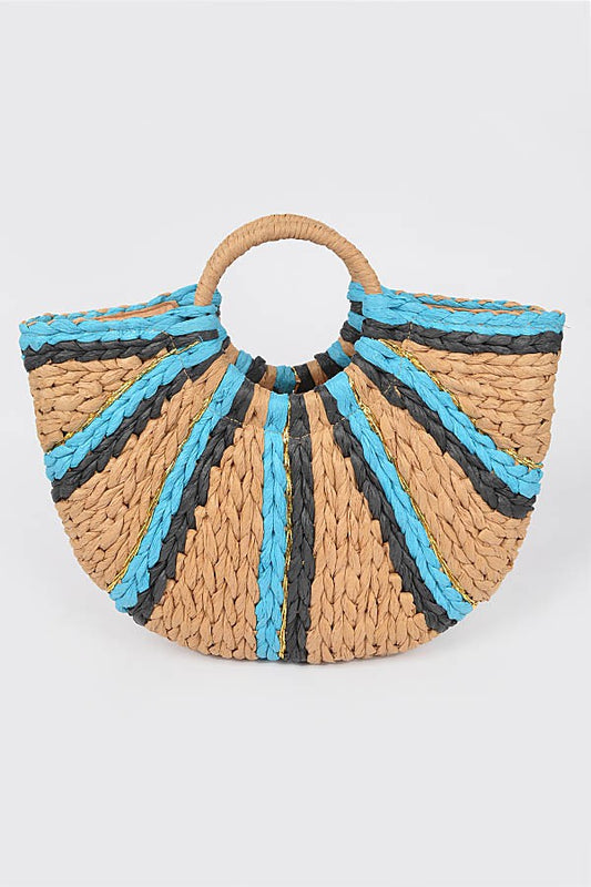 Two Toned Straw Tote Bag