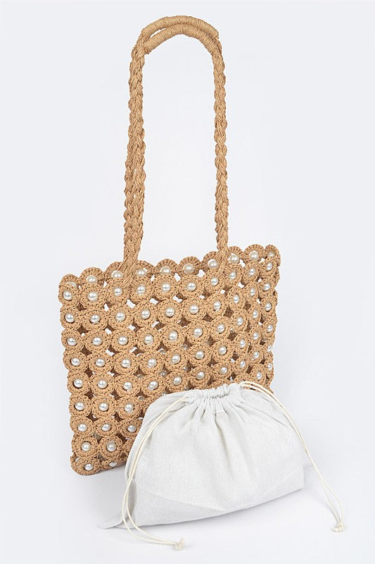 PEARL WOVEN HANDBAG