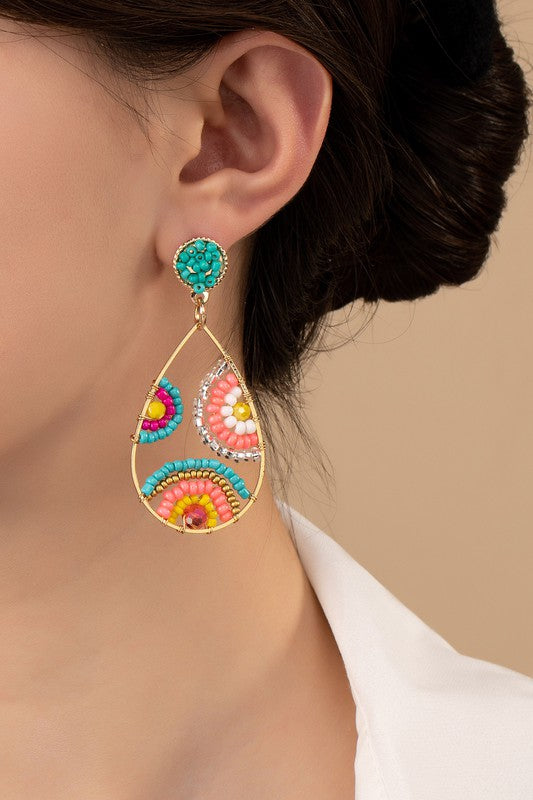 MULTICOLOR SEEDBEAD HOOP EARRINGS