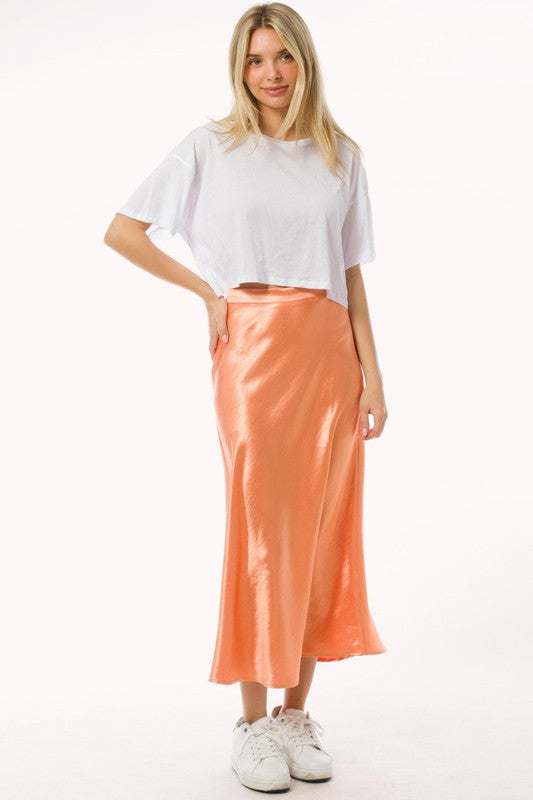 CASSIE SATIN MIDI SLIP SKIRT