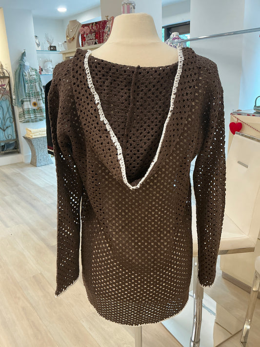 CHOCOLATE CROCHET COVER-UP