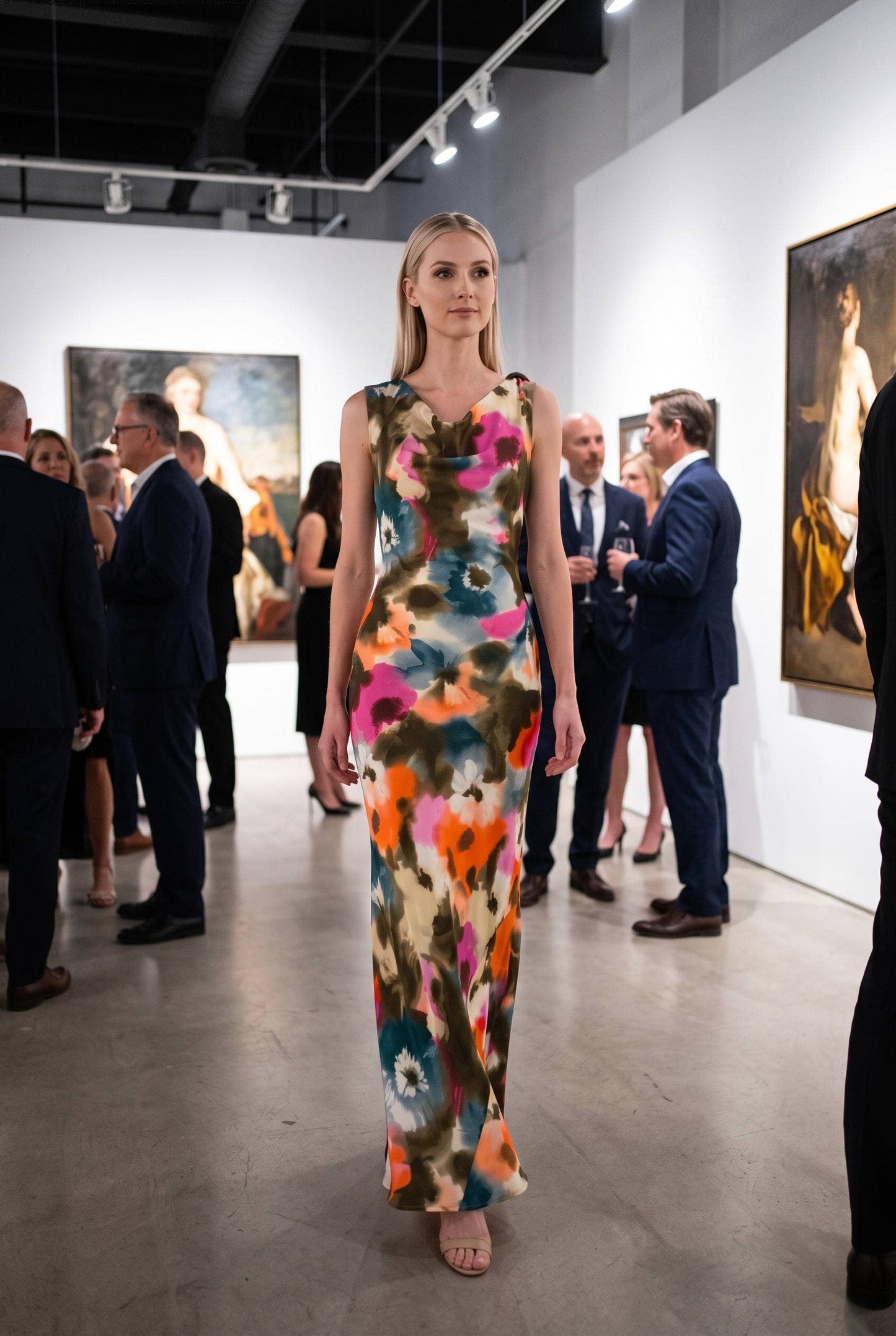 THAILAND FLORAL COWL NECK DRESS
