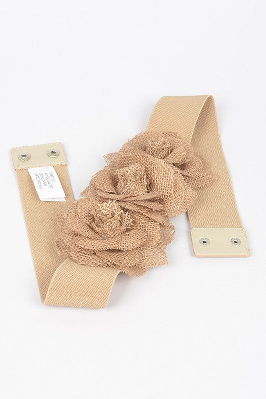 BURLAP FLOWERS ELASTIC BELT