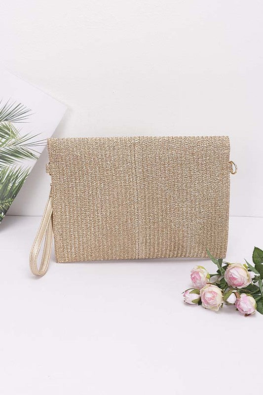 MARJORIE STRAW ENVELOPE CLUTCH