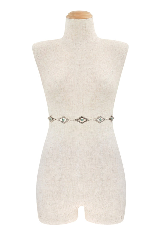 TURQUOISE STUDDED CHAIN BELT