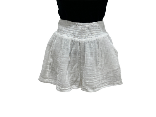 CORA'S WHITE ELASTIC WAISTBAND SHORTS