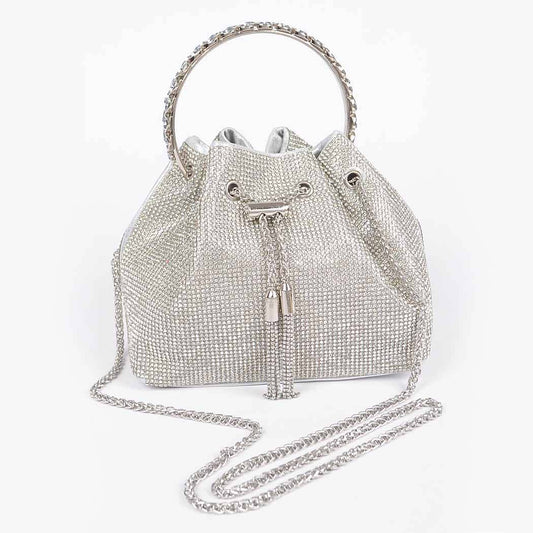 Rhinestone Top Handle Bucket Bag
