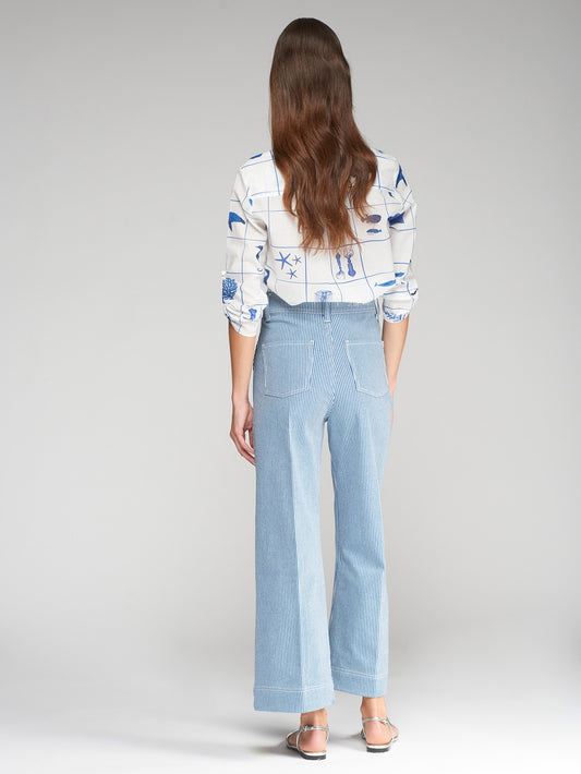 PINSTRIPE LIGHT BLUE DENIM PANTS
