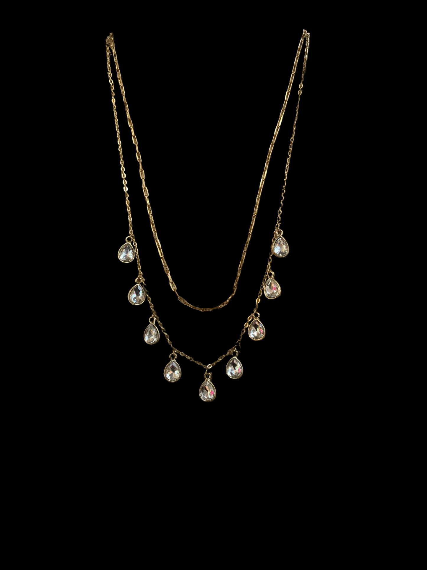 2 CHAIN SEVEN TEARDROP NECKLACE