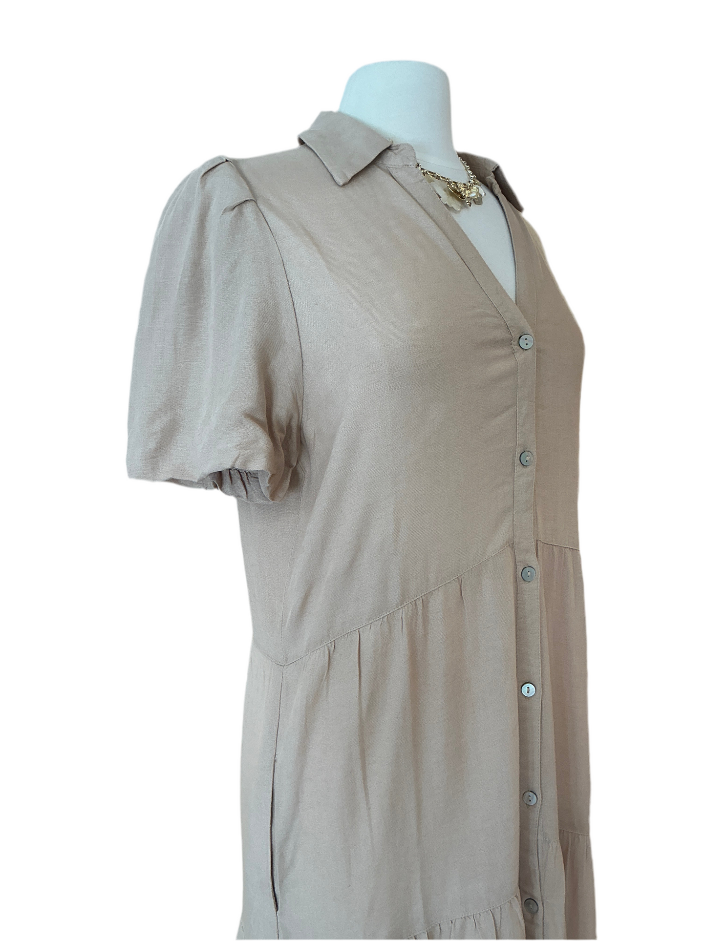 LILY'S SAND MIDI 3 TIER DRESS