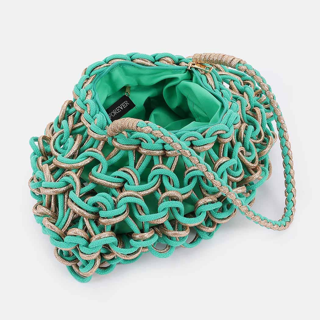 Handmade Metallic and Cotton Braided Handbag