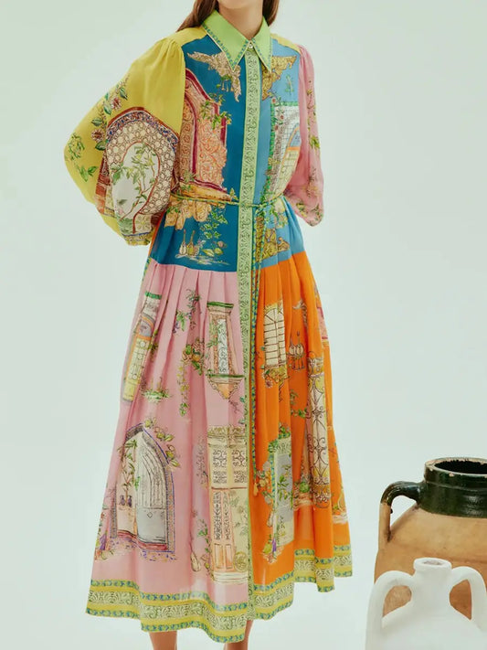 WINDOWS AND DOORS LANTERN SLEEVE DRESS