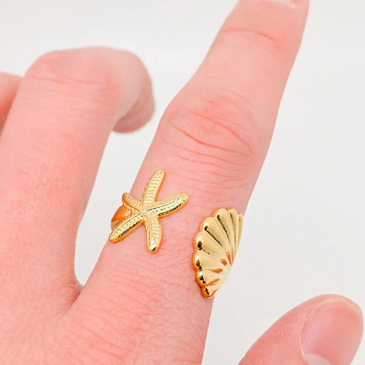 STARFISH AND SCALLOP RING