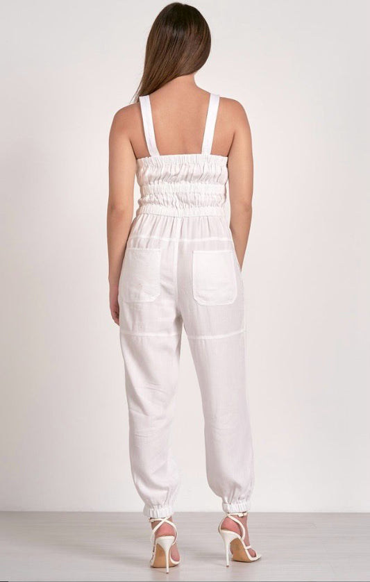 TIFFANY'S WHITE TANK STRAPS JUMPSUIT