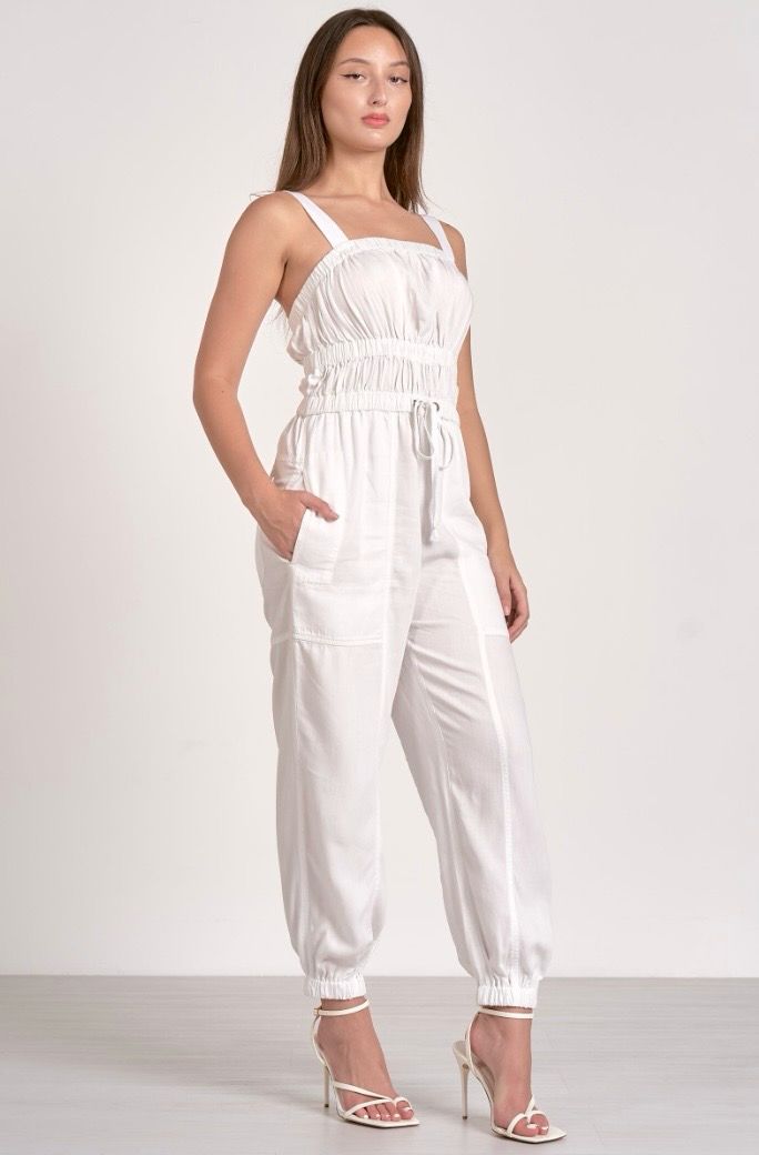 TIFFANY'S WHITE TANK STRAPS JUMPSUIT