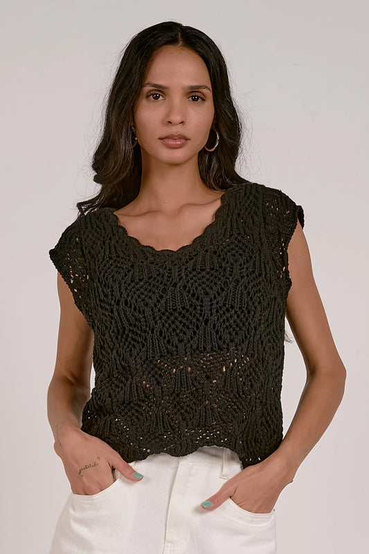 QUINN'S CROCHET CAP SLEEVE TANK TOP