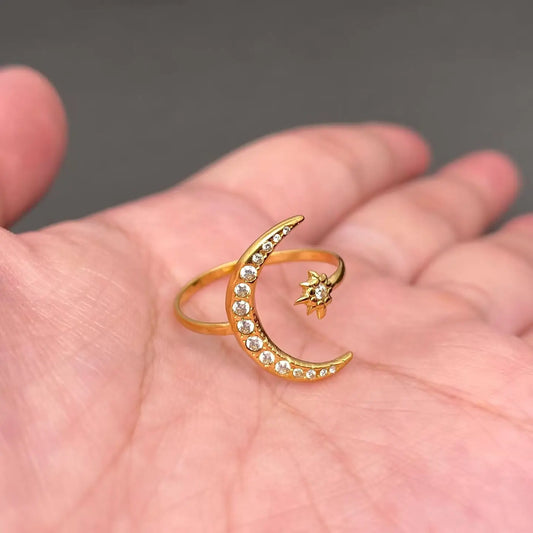 STAR & MOON ADJUSTABLE RING