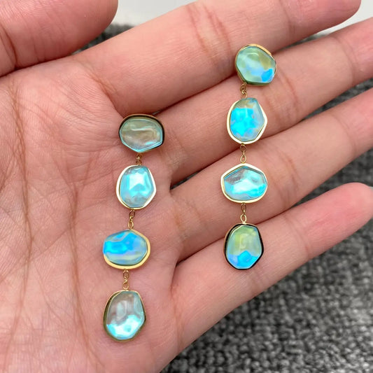 BLUE SEA GLASS DANGLE EARRINGS