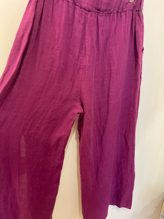 GRAPE LINEN SPLIT BUTTON PANTS