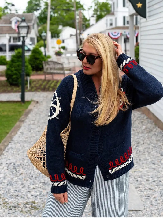 COASTAL SAILBOAT VARSITY CARDIGAN