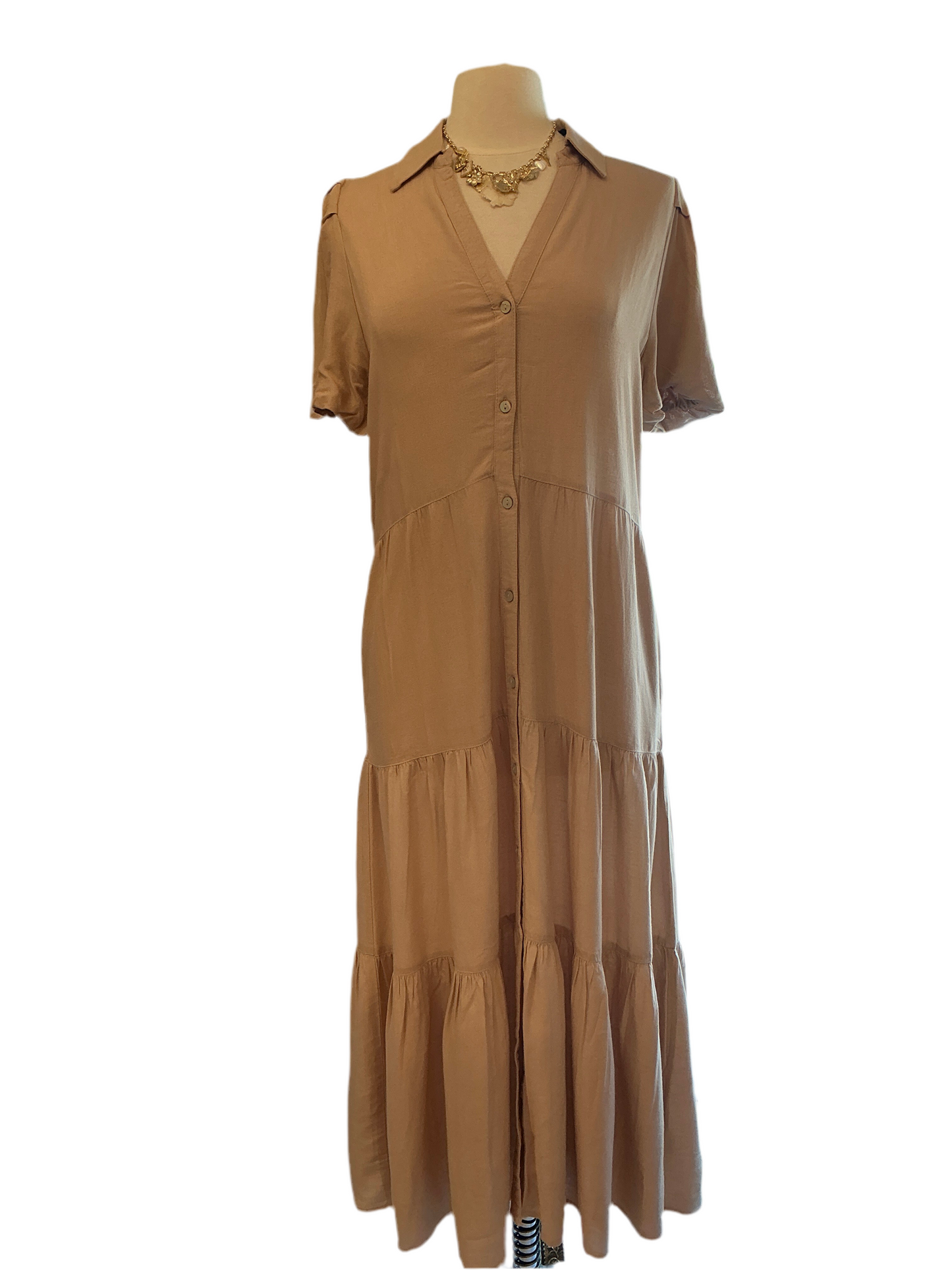 LILY'S SAND MIDI 3 TIER DRESS