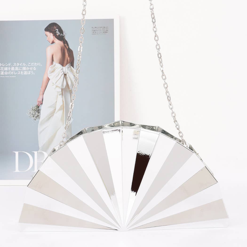 Metallic Fan Acrylic Party Clutch
