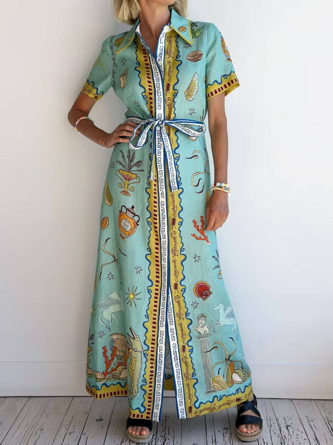SEA OCEANS LONG SHIRT DRESS