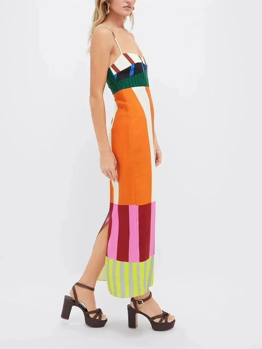 COLORFUL BLOCKED STRAPPY SUNDRESS