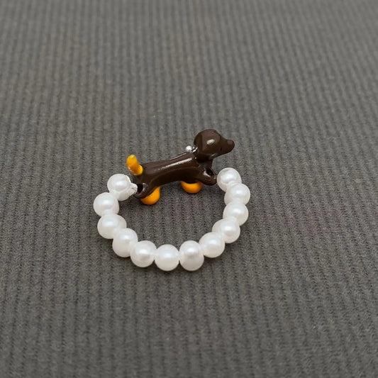 DACHSHUND PEARL RING