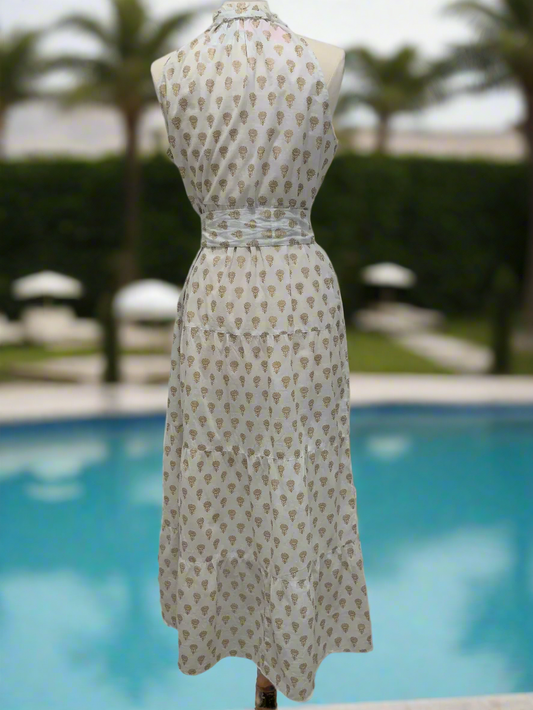 ORIENT WHITE COTTON MAXI DRESS