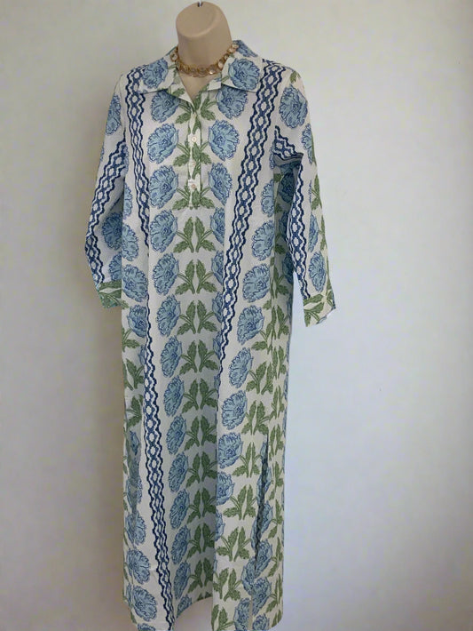 SARA BLUE BLOOMS MAXI DRESS