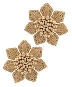WRAPPED RAFFIA FLOWER EARRINGS