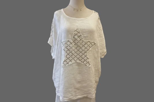 STARS ALIGN LINEN TOP