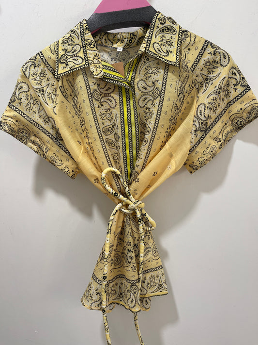 YELLOW HANKERCHIEF BLOUSE TOP