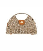 METALLIC HALF MOON CLUTCH HANDBAG