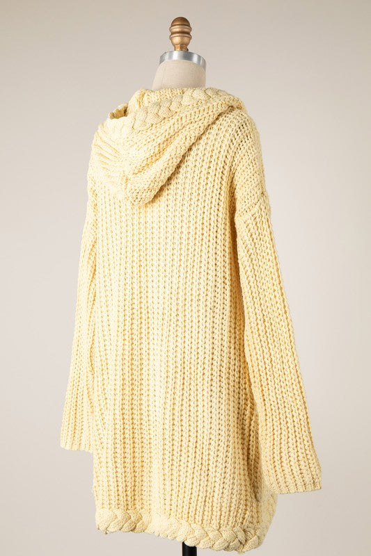 HOODIE CABLE KNIT CARDIGAN