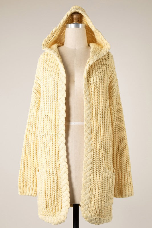 HOODIE CABLE KNIT CARDIGAN