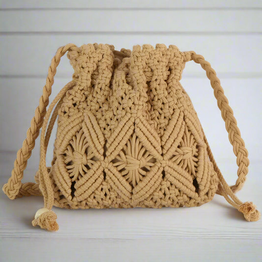 CROCHET MACRAME CROSSBODY HANDBAG