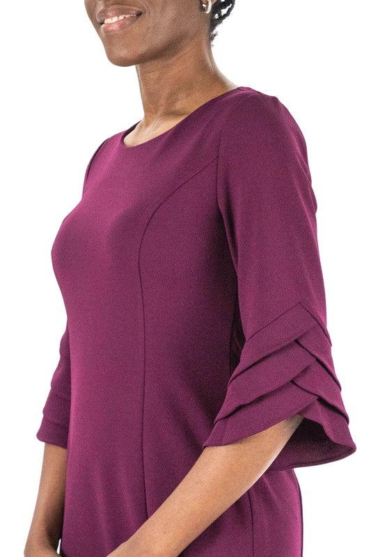 NINA LEONARD STRETCH CREPE DRESS