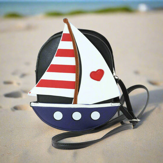 SAILBOAT WITH A HEART CROSS BODY HANDBAG