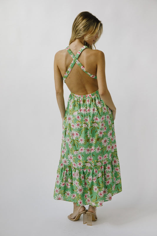 DAISY RUFFLED OPEN BACK MIDI DRESS