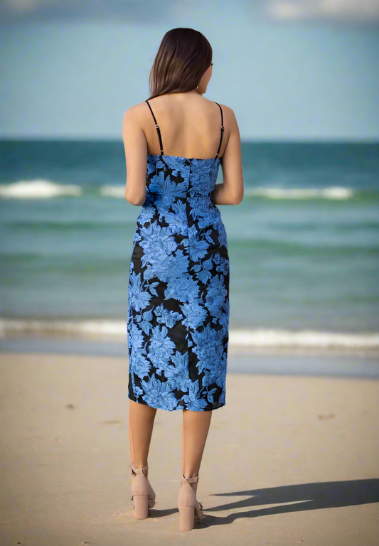 FLORAL JACQUARD MIDI DRESS