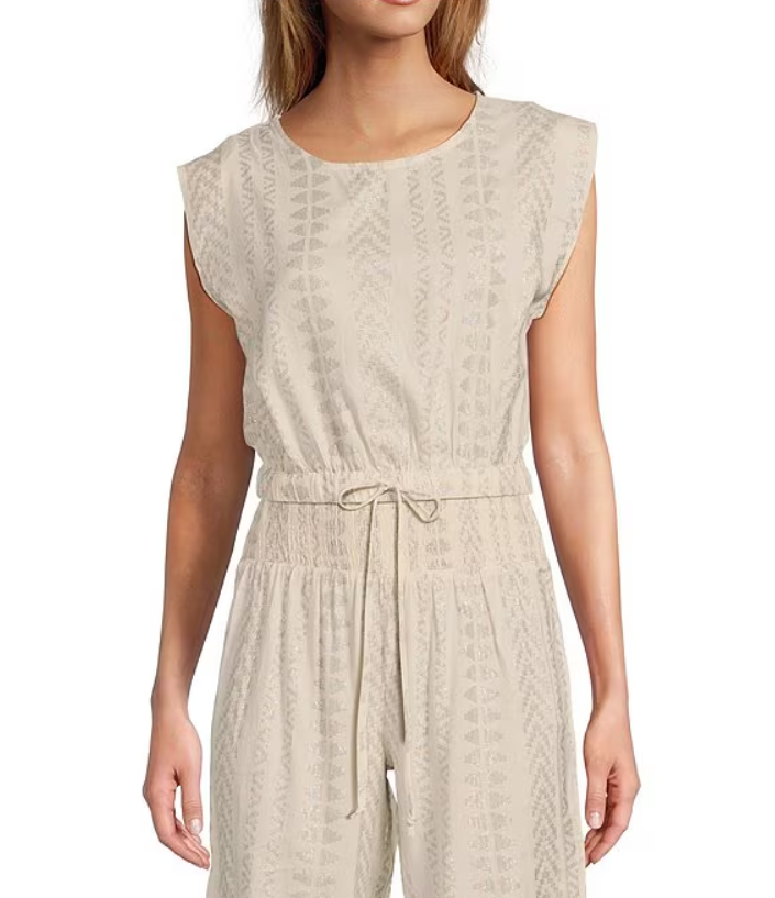 ZARA'S METALLIC ARROW PRINT CROPPED TOP