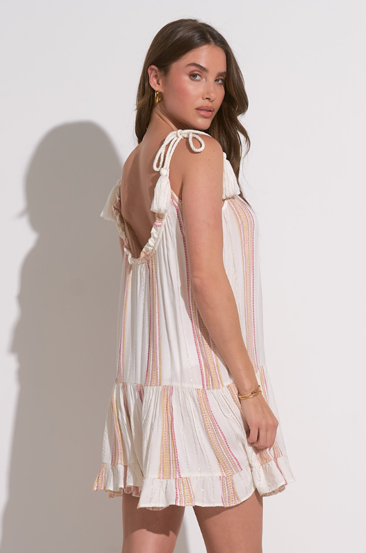 GRACE'S TIE STRAP MINI SWIM COVER-UP DRESS