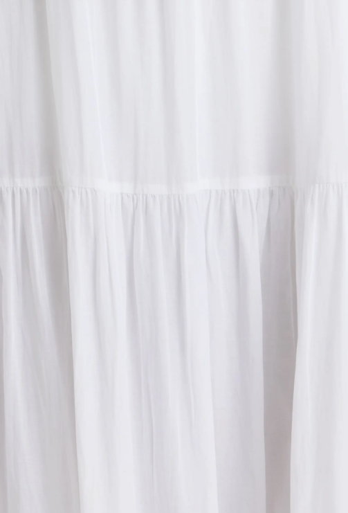 OLANDRIA'S WHITE RUFFLE SLEEVE MAXI DRESS