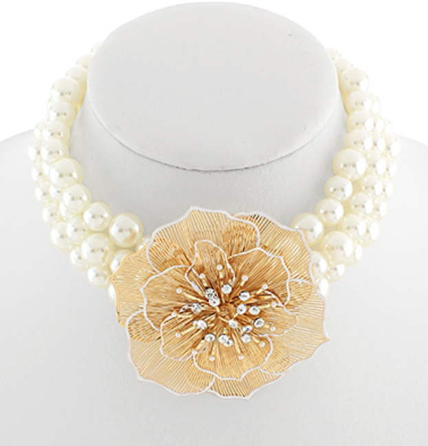 PEARL GEM FLOWER NECKLACE