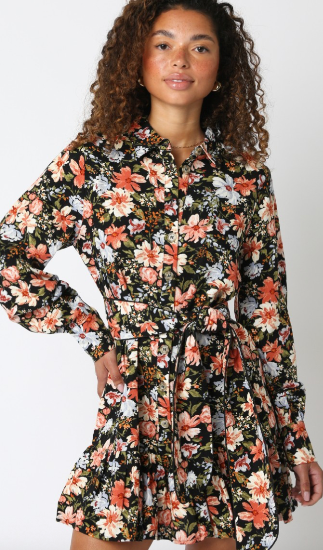 KELSEY FLORAL BELT DRESS