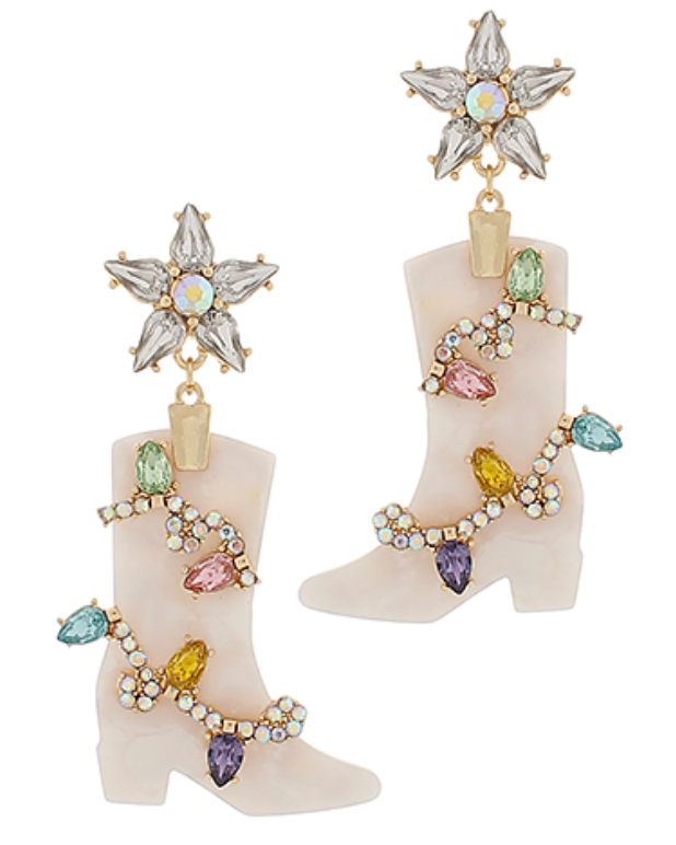JEWELED WESTERN BOOTS EARRINGS